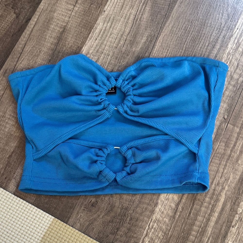 SHEIN Blue Ruched Tube Top